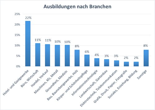 Grafik Ausbildungen nach Branchen