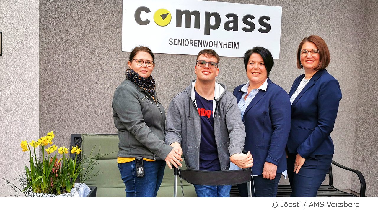 Kerstin Pernitsch (Heimleitung), Matthias Hermann, Andrea Eisel (Pflegedienstleitung), Barbara Jöbstl (AMS Voitsberg)