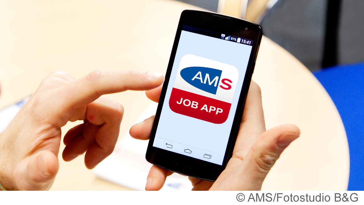 Mit der AMS Job APP bequem am Smartphone nach einem neuen Job suchen.