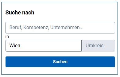 Suchmaske im Tool alle jobs mit dem Suchbegriff "Wien" in der unteren Suchzeile