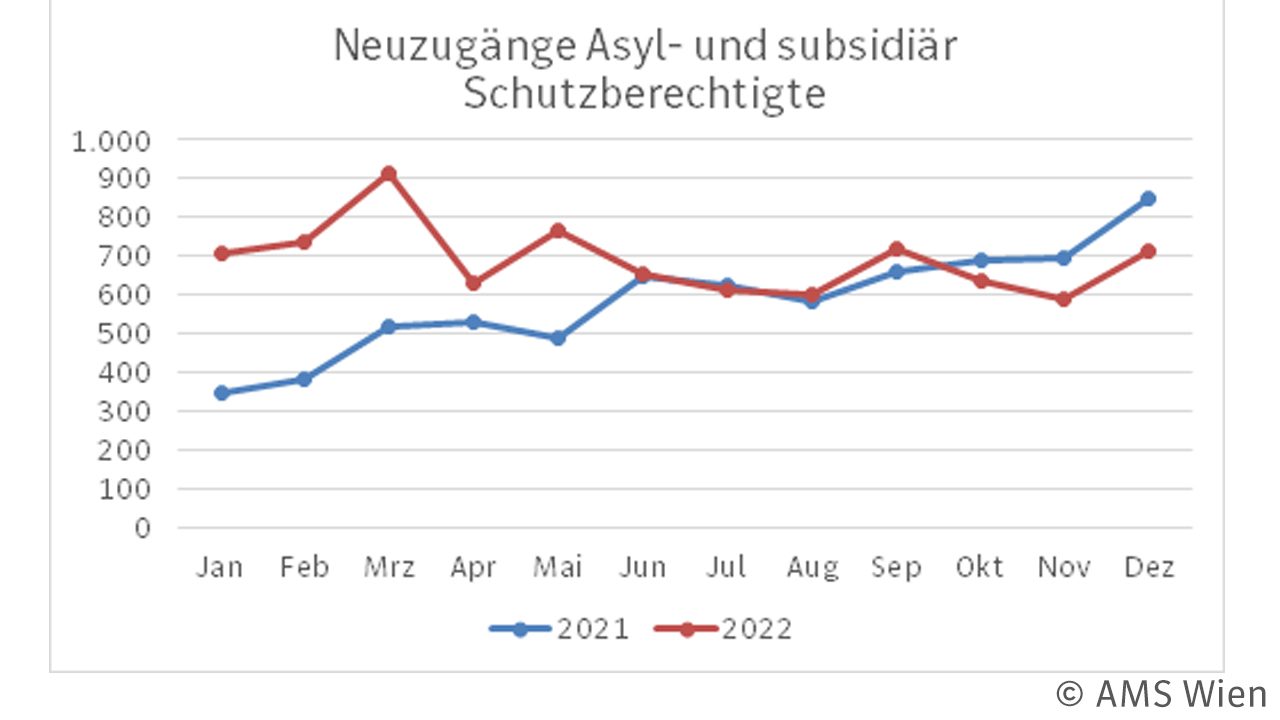Neuzugänge Asyl- und subsidiär Schutzberechtigte - Grafik