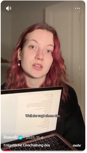 Man sieht einen Screenshot vom Posting von lisaueb auf TikTokzur Jugendkampagne "Werde du."