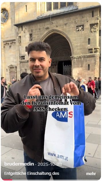 Man sieht einen Screenshot vom Posting von brudermedin auf TikTok zur Jugendkampagne "Werde du."