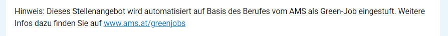 Screenshot der Stellenbeschreibung "Green-Job" in alle jobs