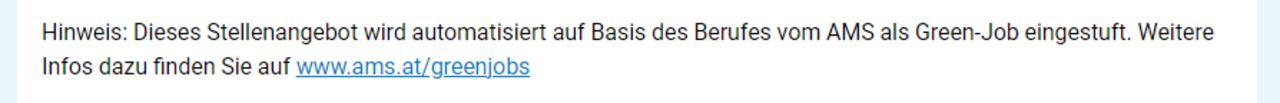 Screenshot der Stellenbeschreibung "Green-Job" in alle jobs