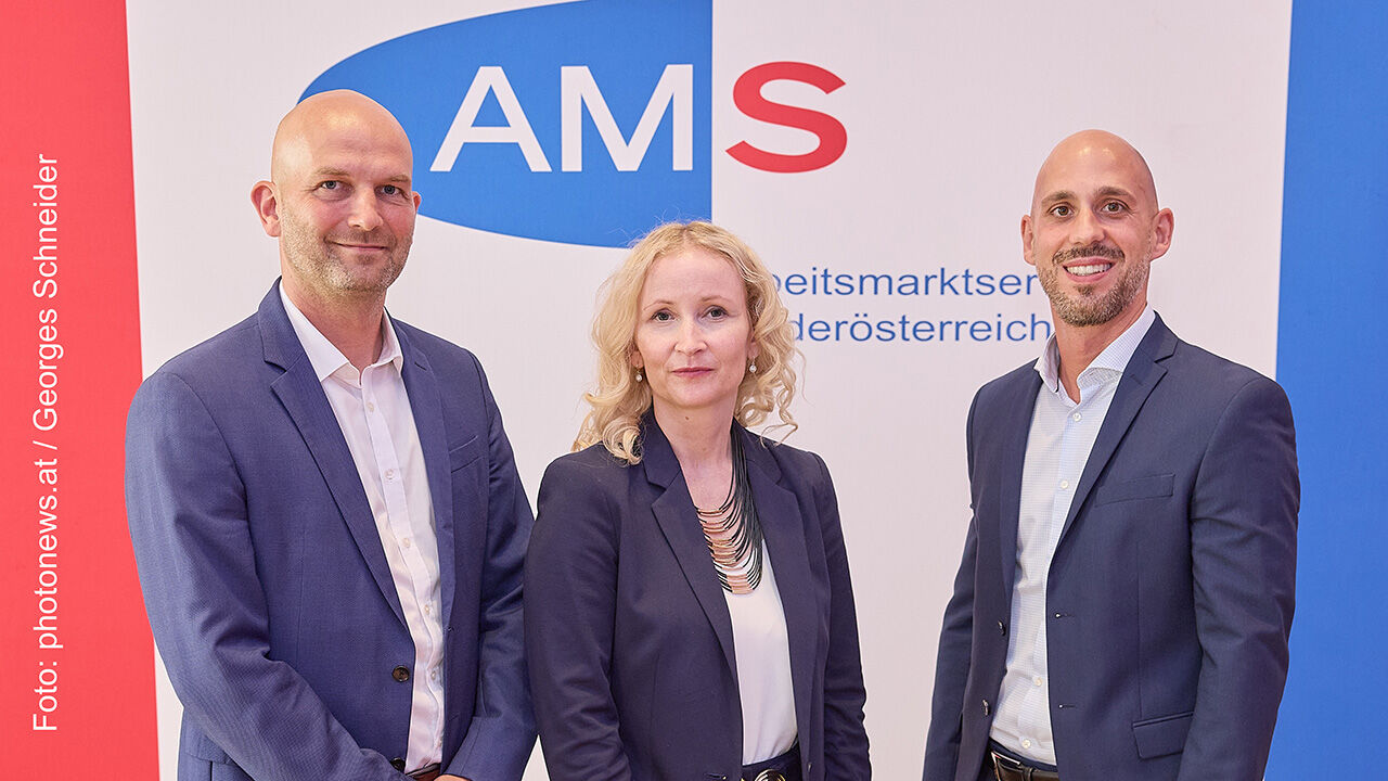 v.L  Michael Schöpf (KAM-Team-Koordinator AMS NÖ), Karmen Frena (Stv. Landesgeschäftsführerin AMS NÖ) , Manuel Bräuhofer (Organisations- und Personalentwickler)