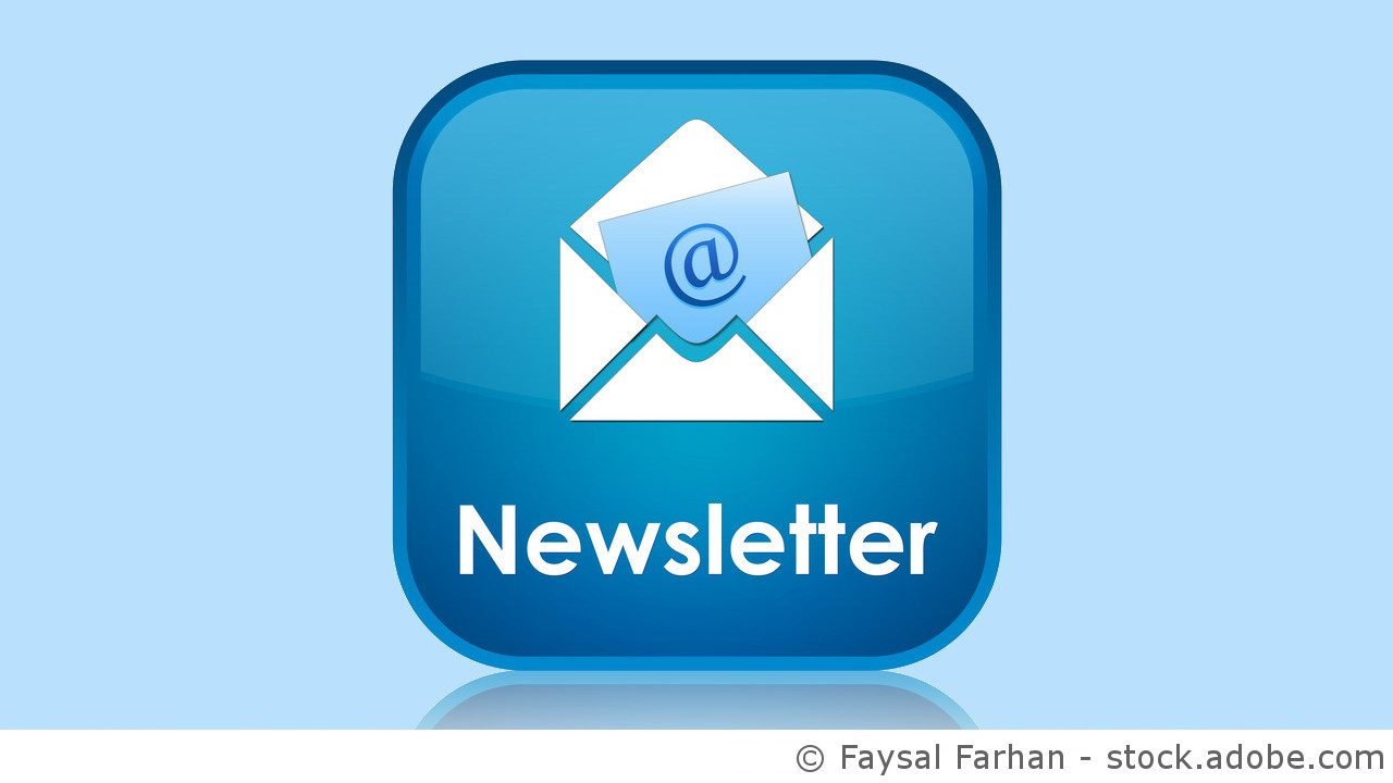 Icon mit Kuvert und Aufschrift Newsletter